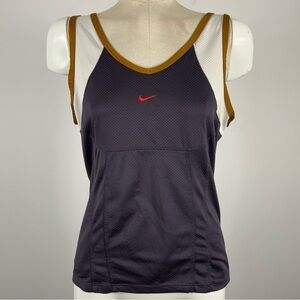 Nike Vintage Style Mesh Tank Top Black White Gold Trim M